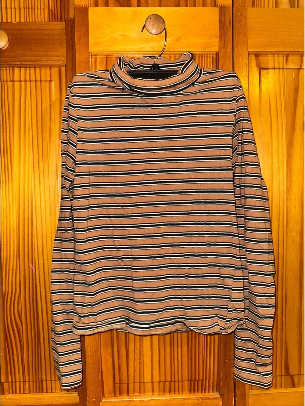 Urban Outfitters Brown Striped Turtleneck Top